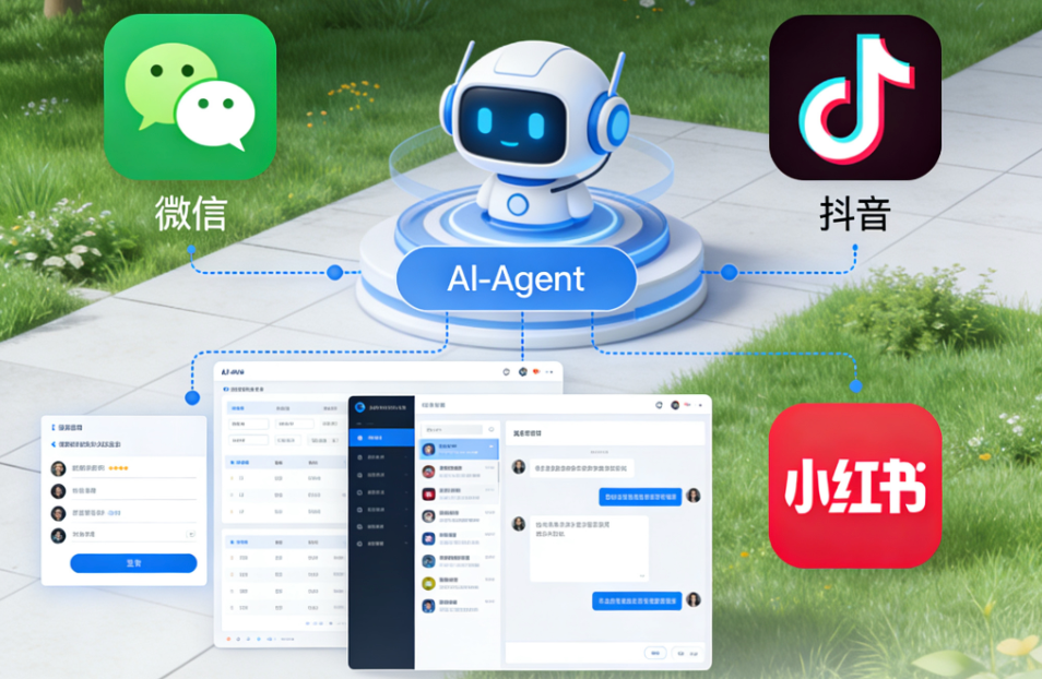 客服AI-Agent接入微信、抖音、小红书，大模型驱动客服打通全渠道！